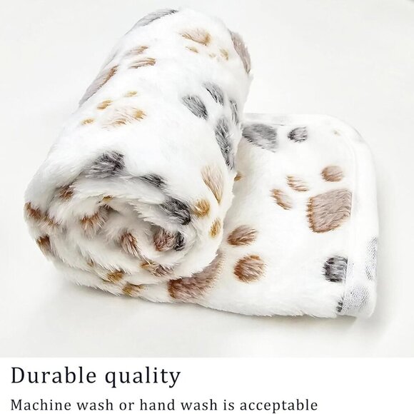 1 Pack 3 Blankets Super Soft Fluffy Premium Fleece Pet Blanket Flannel Paw Print - Picture 7 of 8